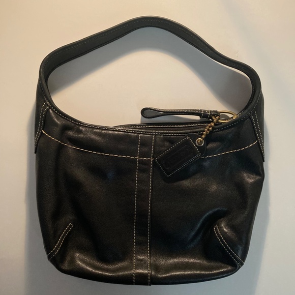 Vintage Black Coach Small Leather Ergo HOBO Handbag Shoulder Bag - Picture 2 of 2